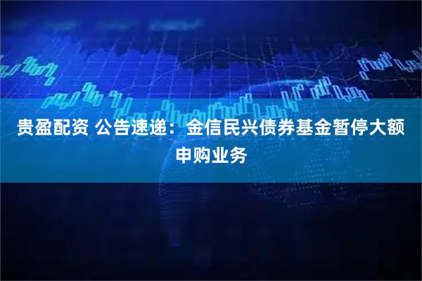 贵盈配资 公告速递:金信民兴债券基金暂停大额申购业务