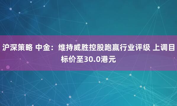 沪深策略 中金：维持威胜控股跑赢行业评级 上调目标价至30.0港元